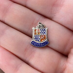 Vintage 925 Sterling Silver Enamel "Audershot" Shield Pendant Bracelet Charm